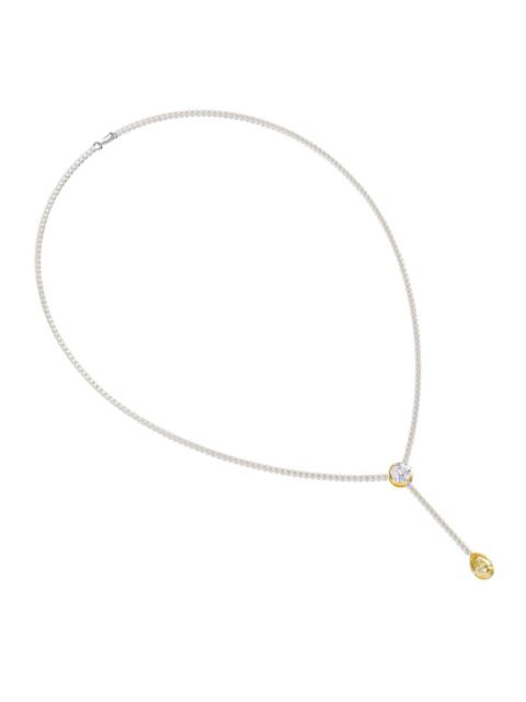 Other Designers Diamond2Deal 925 Sterling Silver Two-tone 7 Ct Round & Pear Lab Grown Diamond Drop Necklace 18" VVS-