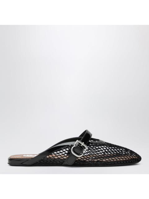 Alaïa Alaia Flat Mesh Mules With Buckle Strap In Black Women