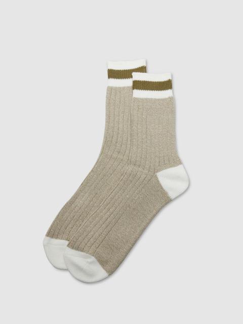 ANONYMOUSISM Tuck cuff stripe crew sock