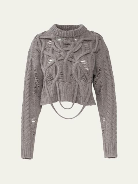 AISLING CAMPS Briar Deconstructed Cable Knit Crop Sweater