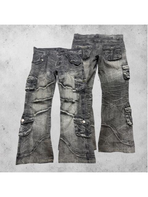 Hysteric Glamour TopIsm Y2K Multipocket Distressed Thunder-Wash Cargo Flare Jeans