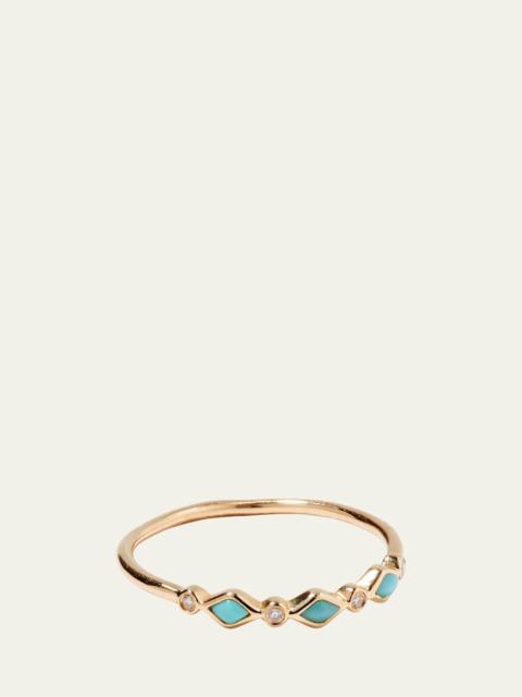 SYDNEY EVAN Turquoise Bezel & Diamond Stacking Ring