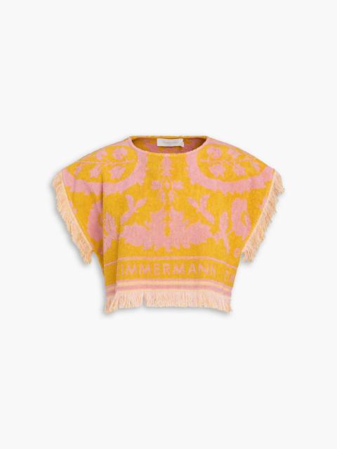 Zimmermann Cropped fringed printed cotton-terry top