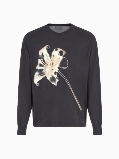EMPORIO ARMANI ASV WOOL-LYOCELL BLEND JUMPER WITH FLOWER PRINT