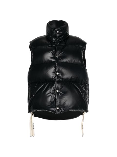 Khrisjoy logo-tape shiny puffer gilet