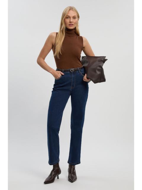 KAREN MILLEN Denim Stud Straight Leg Jean