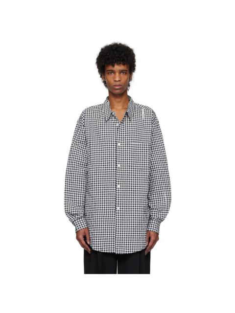 Black & White Gingham Seersucker Long Sleeve Shirt