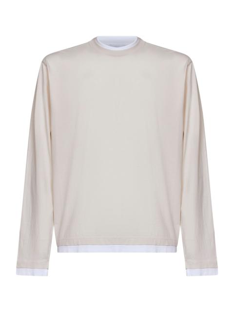 Prada Prada Abbigliamento Men Talc And White Cotton Long-Sleeved T-Shirt