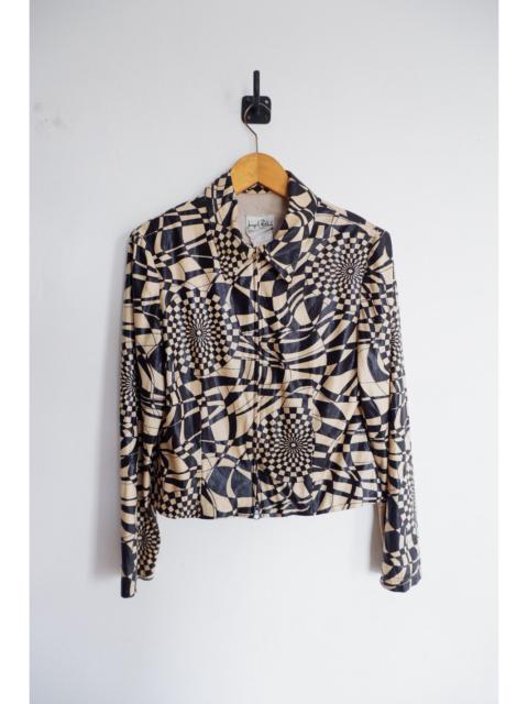 Other Designers Y2K Joseph Ribkoff Psychedelic Checkerboard Cropped Top