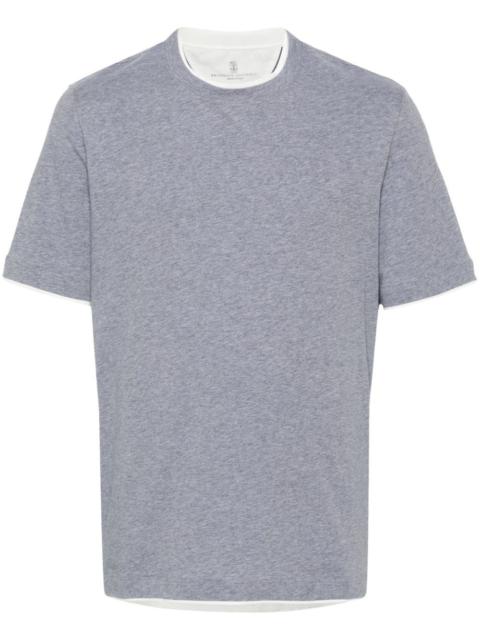 Brunello Cucinelli Men Crew Neck T-Shirt With Faux-Layering