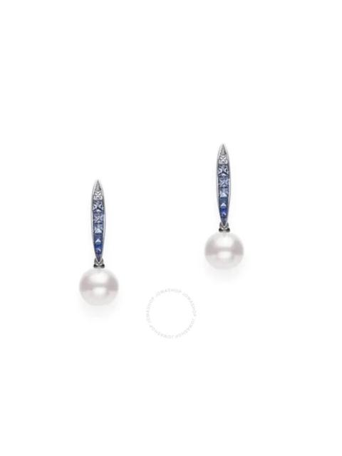 MIKIMOTO Mikimoto Akoya Cultured Pearl Ocean Earrings with Blue Sapphire - MEA10318ASXW