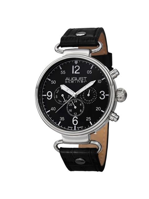 Other Designers August Steiner Black Dial Black Leather Men's Watch AS8131SSB