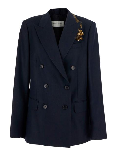 Dries Van Noten Dries Van Noten Women Barrysta Emb Jacket With Tech Fabric Embroidery Blue Men