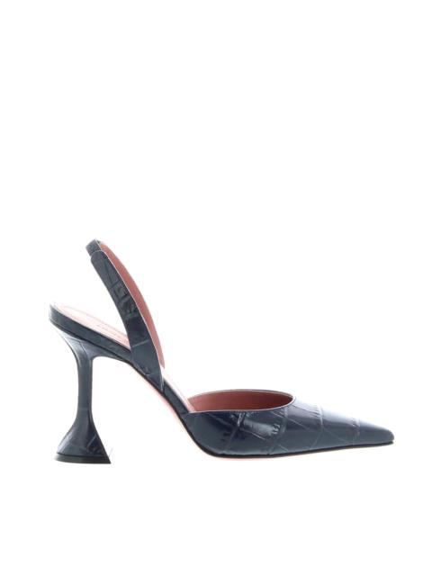 Amina Muaddi Amina Muaddi – Holli Slingback – Navy Croc