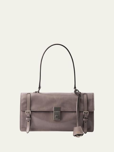 Prada Medium Buckle Flap Leather Shoulder Bag