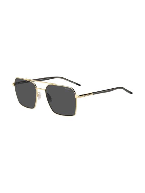 HUGO DOUBLE-BRIDGE SUNGLASSES IN GOLD AND BLACK TONES