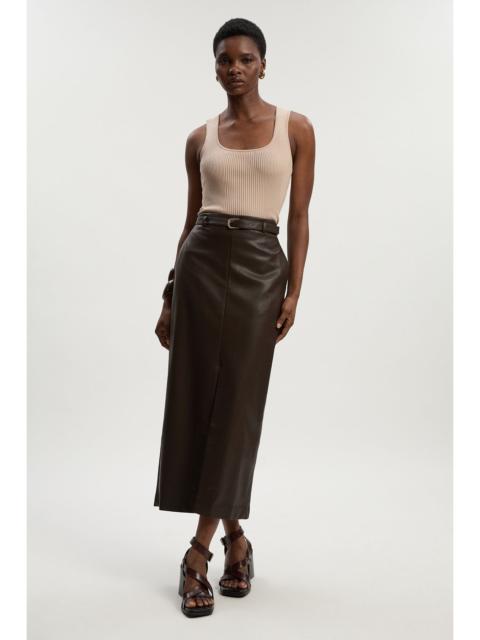 KAREN MILLEN Faux Leather Tailored Midi Pencil Skirt