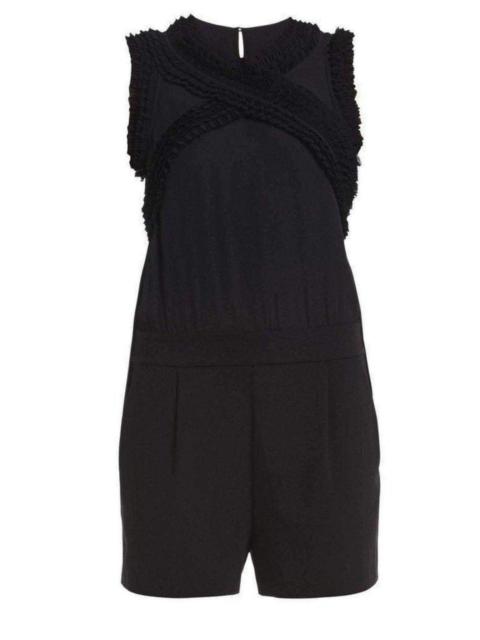 Other Designers Lexxi Sleeveless Ruffle-Trim Romper