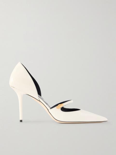JIMMY CHOO Carolyn 90 Embellished Leather Point-toe Pumps