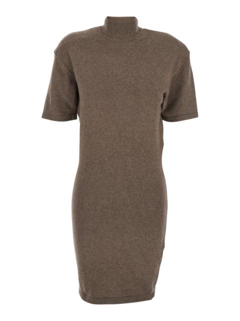 JACQUEMUS Jacquemus Women 'La Robe Maille Castagna' Brown Dress With High Ribbed Neck In Wool Woman
