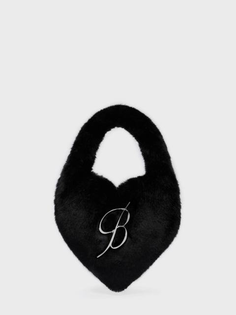 Blumarine FAUX FUR HEART-SHAPED BAG WITH B MONOGRAM PIN