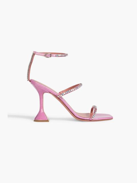 Amina Muaddi Gilda crystal-embellished glittered leather sandals