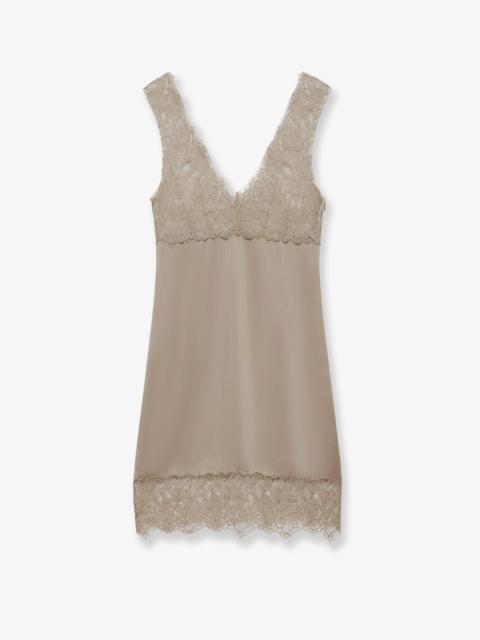 Other Designers Stella Maxwell X Marella Satin Short Dress With Lace Inserts