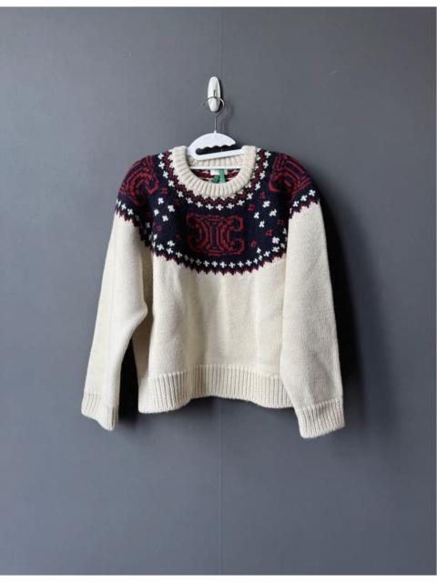 CELINE TRIOMPHE CREW NECK SWEATER IN FAIR ISLE WOOL