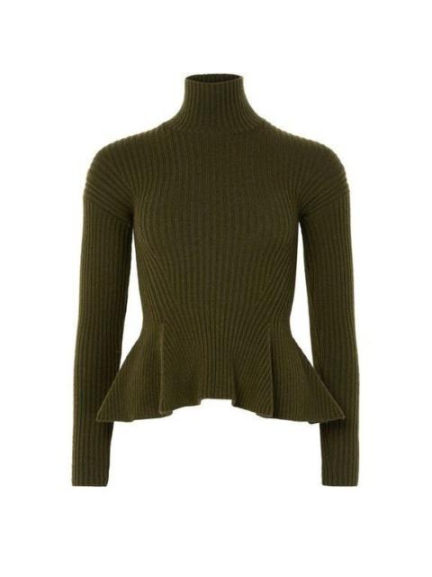 Max Mara MAX MARA Bolsena Ruffle Turtleneck Green Wool Sweater New &