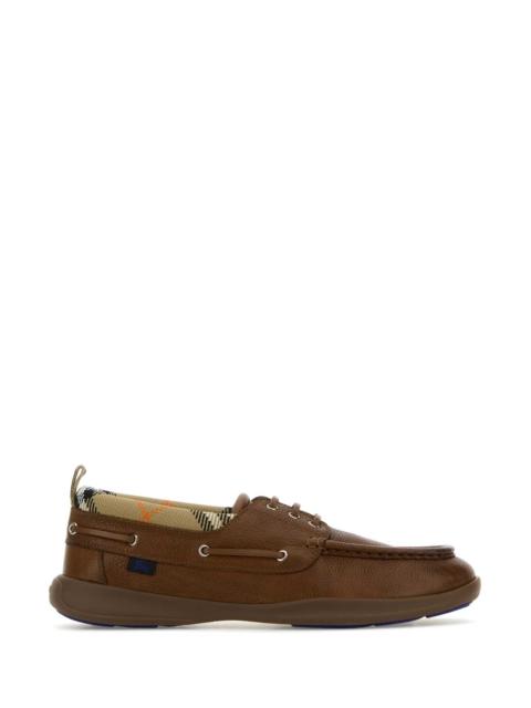Burberry Men Brown Leather Raft Loafers