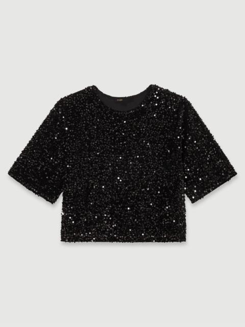 maje Sequinned velvet top