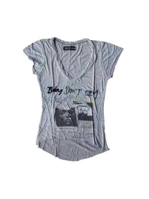 Hysteric Glamour Religion Baby Don’t Cry Graphic V Neck T Shirt