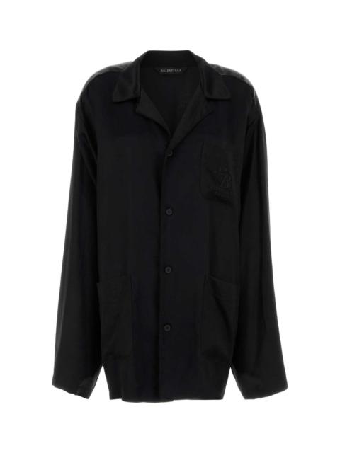 Balenciaga Women Black Satin Oversize Shirt