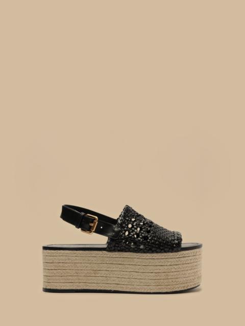 FARM RIO Black Woven Flatform Sandal