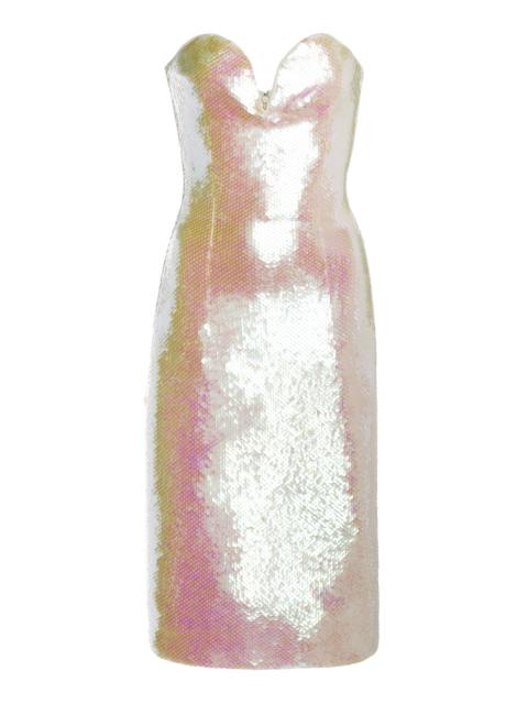 Bottega Veneta Sequin Bustier Midi Dress metallic