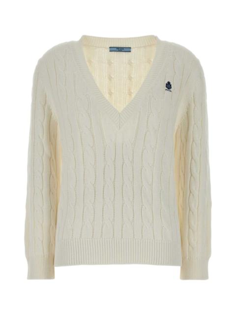 Prada Prada Women White Cotton Sweater