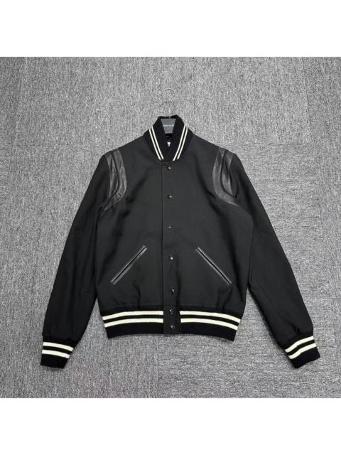 SAINT LAURENT SLP Black Patchwork Baseball Jacket