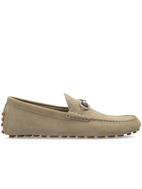 GUCCI Gucci Horsebit GG Suede Drivers