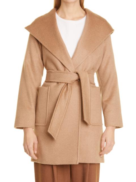 Max Mara Max Mara Rialto Hooded Camel Hair Wrap Coat at Nordstrom