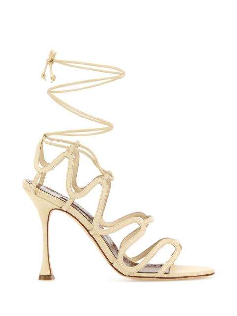 Manolo Blahnik Cream leather Fawda sandals
