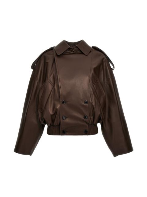 Loewe Women Double-Breasted Leather Jacket