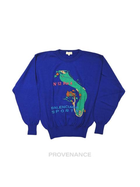 Balenciaga Sports Golf Crewneck Wool Sweatshirt - Blue L