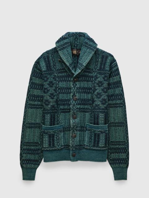 RRL by Ralph Lauren Jacquard-Knit Shawl Collar Cardigan in Indigo