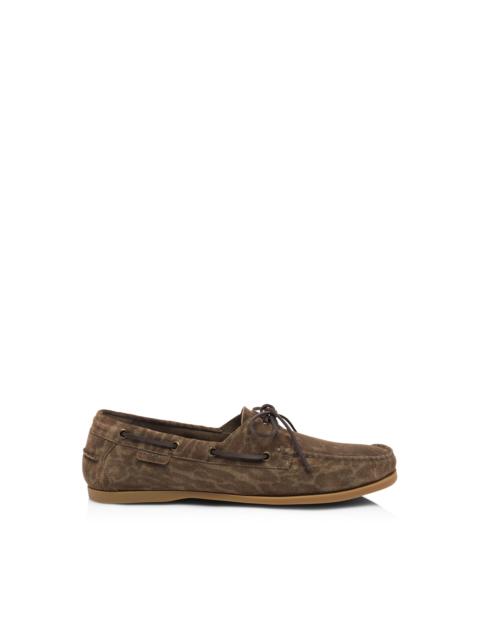 TOM FORD OCELOT PRINT SUEDE ROBIN BOAT SHOE