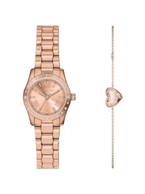MICHAEL KORS Michael Kors Petite Lexington Quartz Ladies Watch and Heart Bracelet Gift Set MK4994SET