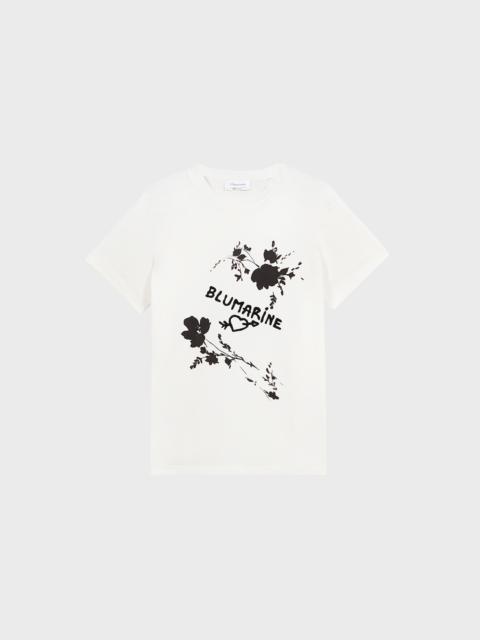 Blumarine T-SHIRT WITH ROSE PRINT AND BLUMARINE LOGO