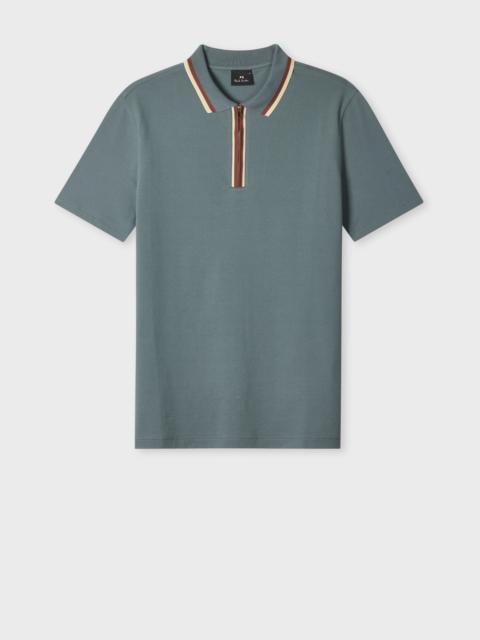 Paul Smith Grey Contrast Tipping Zip Polo Shirt