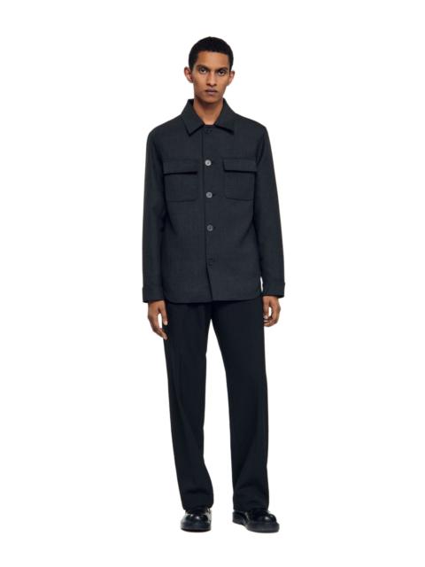 Sandro SANDRO Wool Overshirt with pockets in Dark Grey at Nordstrom