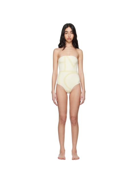 TOTEME Beige Monogram Strapless Swimsuit