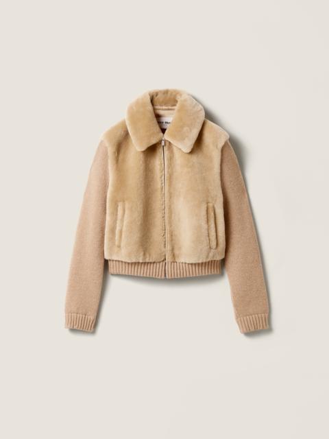 Miu Miu Shearling and knit blouson jacket